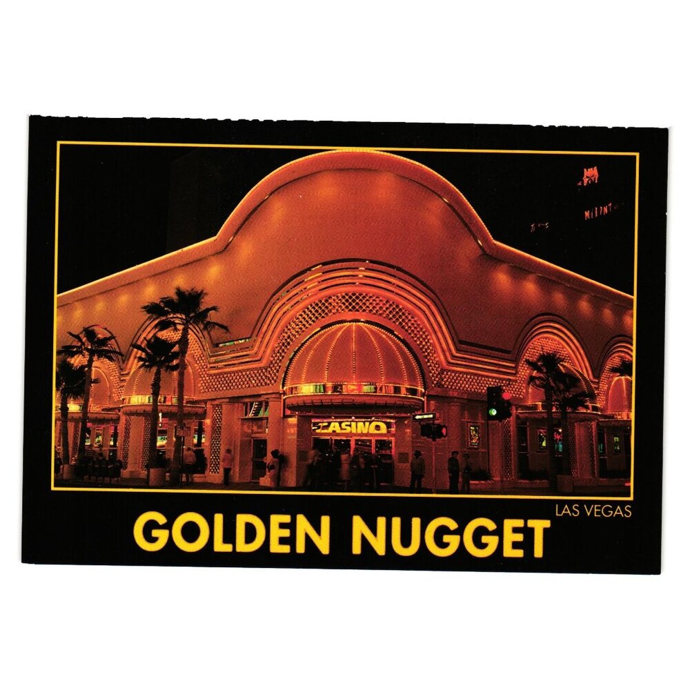 Fremont Street Golden Nugget Vintage Postcard Las Vegas Casino Vacation Gamble